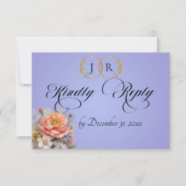 Aquarell-Wildblumen - Himmelblau RSVP Karte