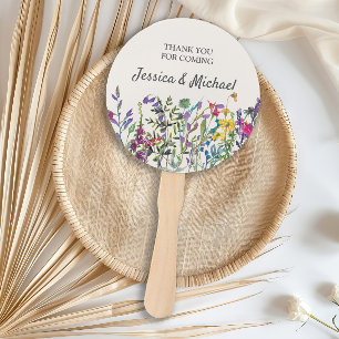 Aquarell-Wildblumen-Hochzeit im Freien Braut Bräut Fächer