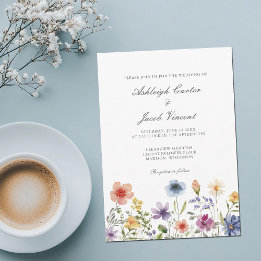 Aquarell-Wildblumen-Hochzeit im Frühlingsgarten Einladung