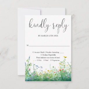 Aquarell-Wildblumen-Hochzeit RSVP Karte