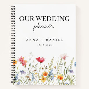 Aquarell-Wildblumen-Hochzeitsplaner-Notizbuch Notizbuch