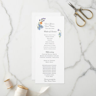 Aquarell-Wildblumen-Hochzeitsprogramm Programm