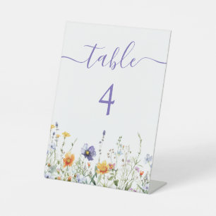Aquarell-Wildblumen-Hochzeitstisch-Nummer Sockelschild
