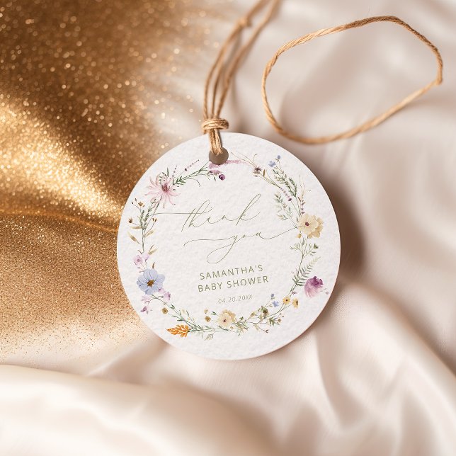 Aquarell Wildblumen Kinderdusche Vielen Dank Geschenkanhänger (Von Creator hochgeladen)