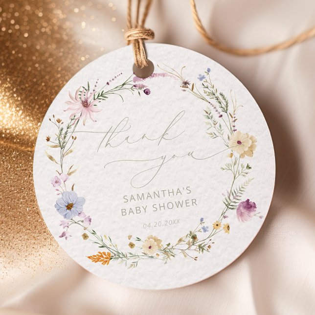 Aquarell Wildblumen Kinderdusche Vielen Dank Geschenkanhänger (Von Creator hochgeladen)