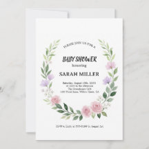 Aquarell-Wildblumen-Kranz-Baby-Party