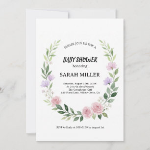 Aquarell-Wildblumen-Kranz-Baby-Party Einladung
