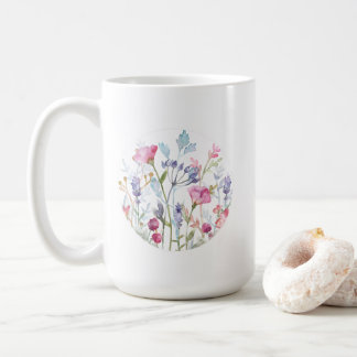 Aquarell-Wildblumen-Kreis-Blumen-Tasse Kaffeetasse