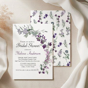 Aquarell-Wildblumen-Lavendel-Brautparty Einladung