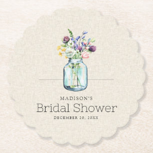 Aquarell-Wildblumen-Leinen-Boho-Brautparty Untersetzer