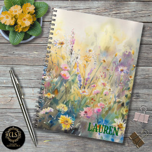Aquarell-Wildblumen Minimalistischer Name Notizblock