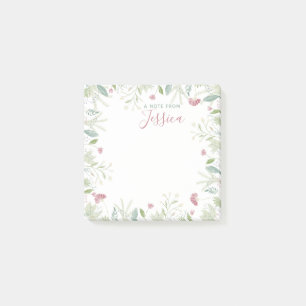 Aquarell-Wildblumen mit individuellem Namen person Post-it Klebezettel