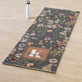 Aquarell-Wildblumen-Monogramm-Name Yogamatte
