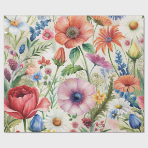 Aquarell-Wildblumen nahtloses Decoupage-Papier Geschenkpapier