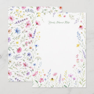 Aquarell-Wildblumen-Notizkarten-Schreibwaren Mitteilungskarte
