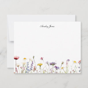 Aquarell-Wildblumen Personalisierte Flache Dankesc Dankeskarte