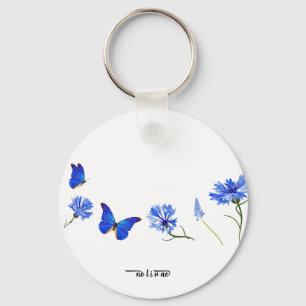 Aquarell-Wildblumen personalisiertes Skriptname Schlüsselanhänger