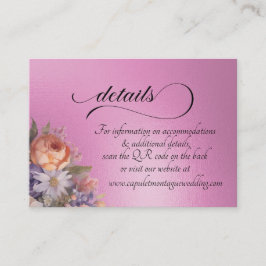 Aquarell-Wildblumen, QR-Code - Rosa Pink Begleitkarte