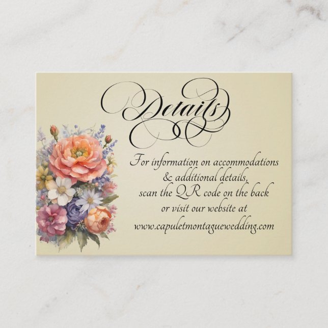 Aquarell-Wildblumen, QR-Code - Weizen Begleitkarte (Vorderseite)