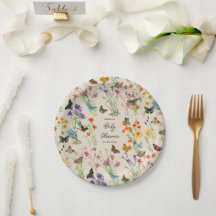 Aquarell Wildblumen Schmetterlinge Kinderdusche