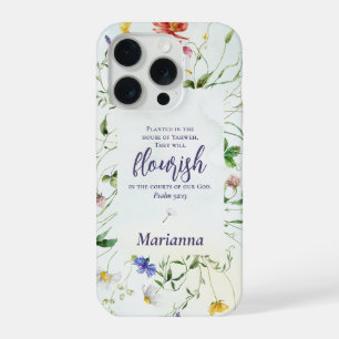 Aquarell-Wildblumen-Schriftzug personalisiert iPhone 15 Pro Hülle