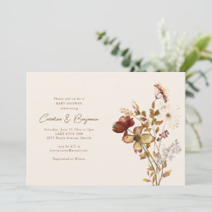 Aquarell-Wildblumen-Script-Paar-Baby-Party Einladung