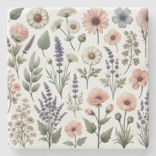 Aquarell-Wildblumen-Stilvoll Frühling & Sommer Steinuntersetzer