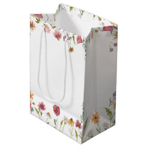 Aquarell-Wildblumen-Themen-Blumenparty Mittlere Geschenktüte