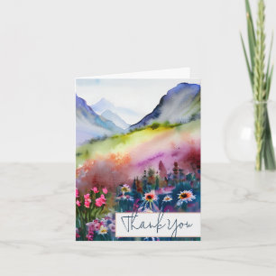 Aquarell-Wildblumen und Berg individuell anpassbar Karte