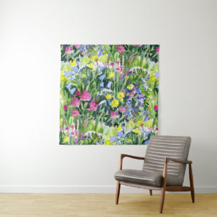 Aquarell Wildblumen  Wandteppich