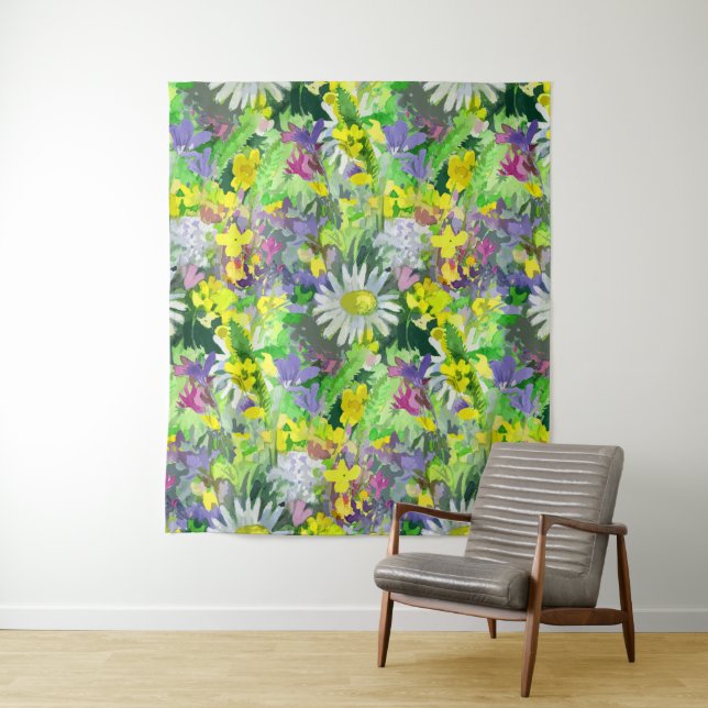 Aquarell Wildblumen  Wandteppich (Beispiel)