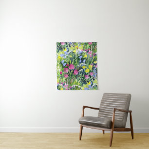 Aquarell Wildblumen  Wandteppich