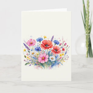 Aquarell-Wildblumen-Wiesen-Sträußchen-Blumenkunst Karte
