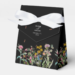 Aquarell-Wildblumengarten-Hochzeit Schwarz Boho Geschenkschachtel