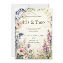 Aquarell-Wildblumengarten-Hochzeitseinladung |