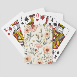 Aquarell-Wildblumengarten Pfirsich- und Salbeiblum Spielkarten