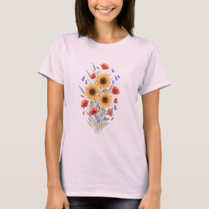 Aquarell-Wildblumengarten-T-Shirt T-Shirt