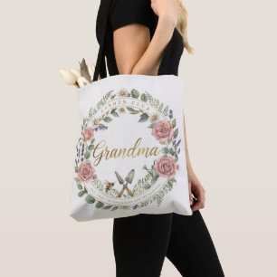Aquarell-Wildblumengärtnerin-Oma-Leinwand Tasche