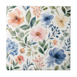 Aquarell-Wildblumenmuster Moderne Botanik Fliese