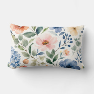 Aquarell-Wildblumenmuster Moderne Botanik Lendenkissen