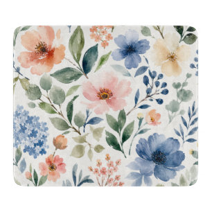 Aquarell-Wildblumenmuster Moderne Botanik Schneidebrett