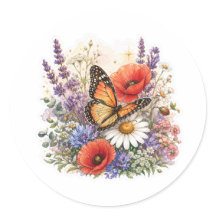 Aquarell-Wildblumenstrauß-Aufkleber