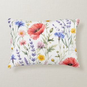 Aquarell-Wildblumenwiese-Blumen Dekokissen