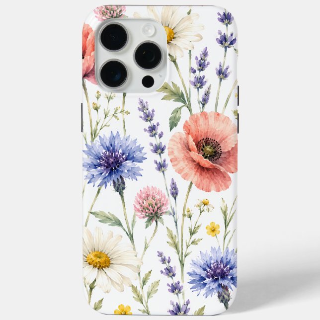 Aquarell-Wildblumenwiese-Blumenmuster Case-Mate iPhone Hülle (Rückseite)