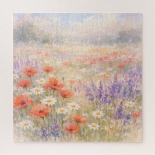 Aquarell-Wildblumenwiesen-Szene