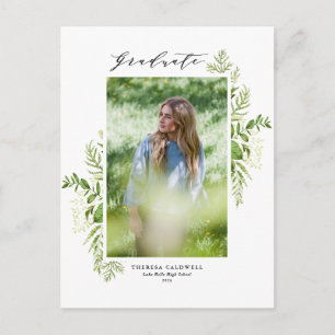 Aquarell-Wilde-Grün-Weiß-Foto-Abschluss Postkarte