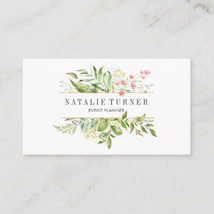 Aquarell-wilde grüne Laub-mit BlumenVisitenkarte Visitenkarte