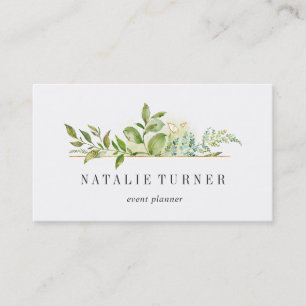 Aquarell-wilde grüne Laub-mit BlumenVisitenkarte Visitenkarte