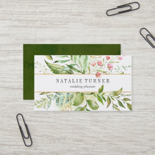 Aquarell-wilde grüne Laub-mit BlumenVisitenkarte Visitenkarte