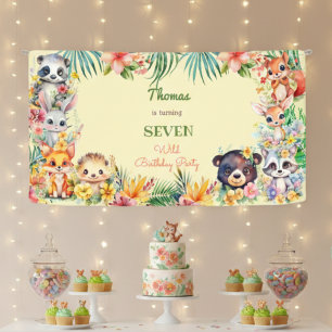 Aquarell Wilde Waldtiere Kindergeburtstag Banner